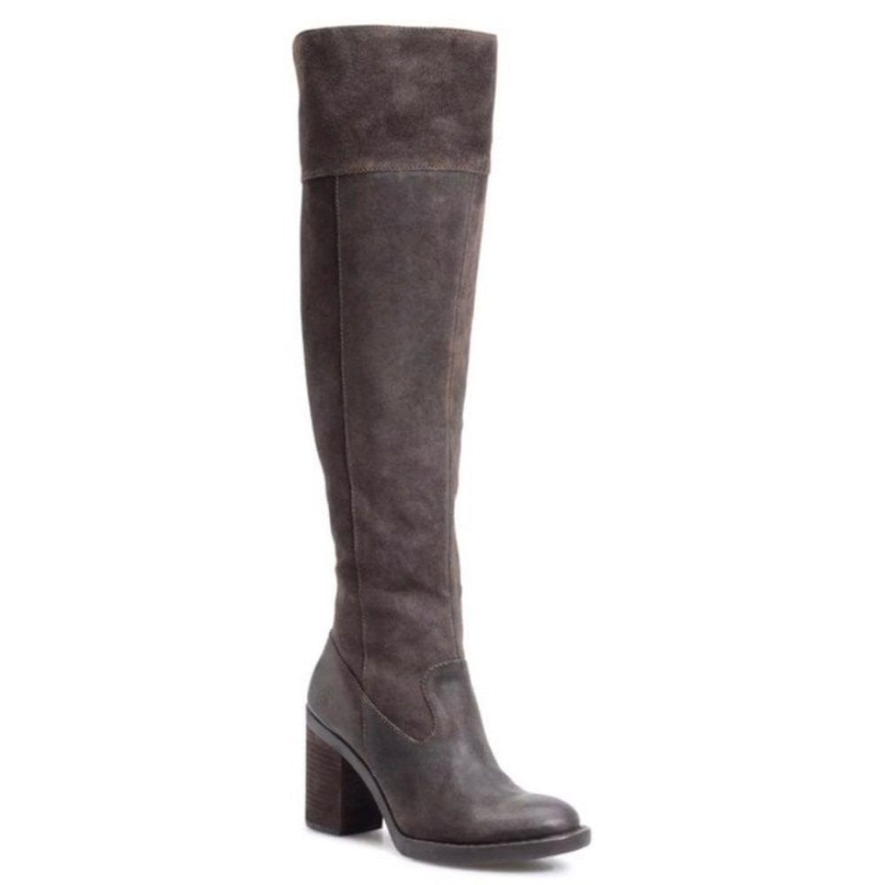 BORN Kathleen Women's Brown Suede Over The Knee Boots NEW